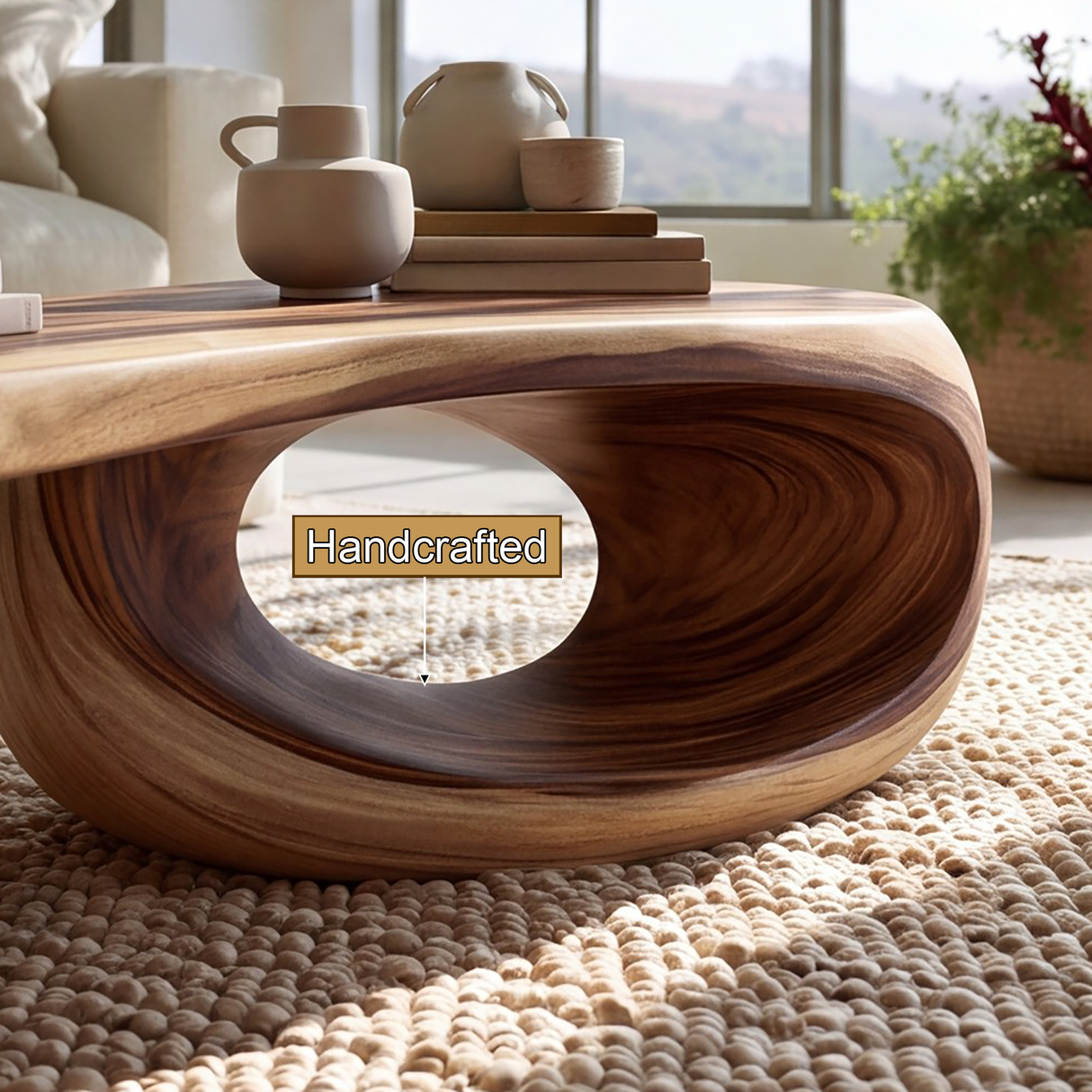 Orivane Sculpted Solid Wood Coffee Table - TimbeRustic Coffee Table