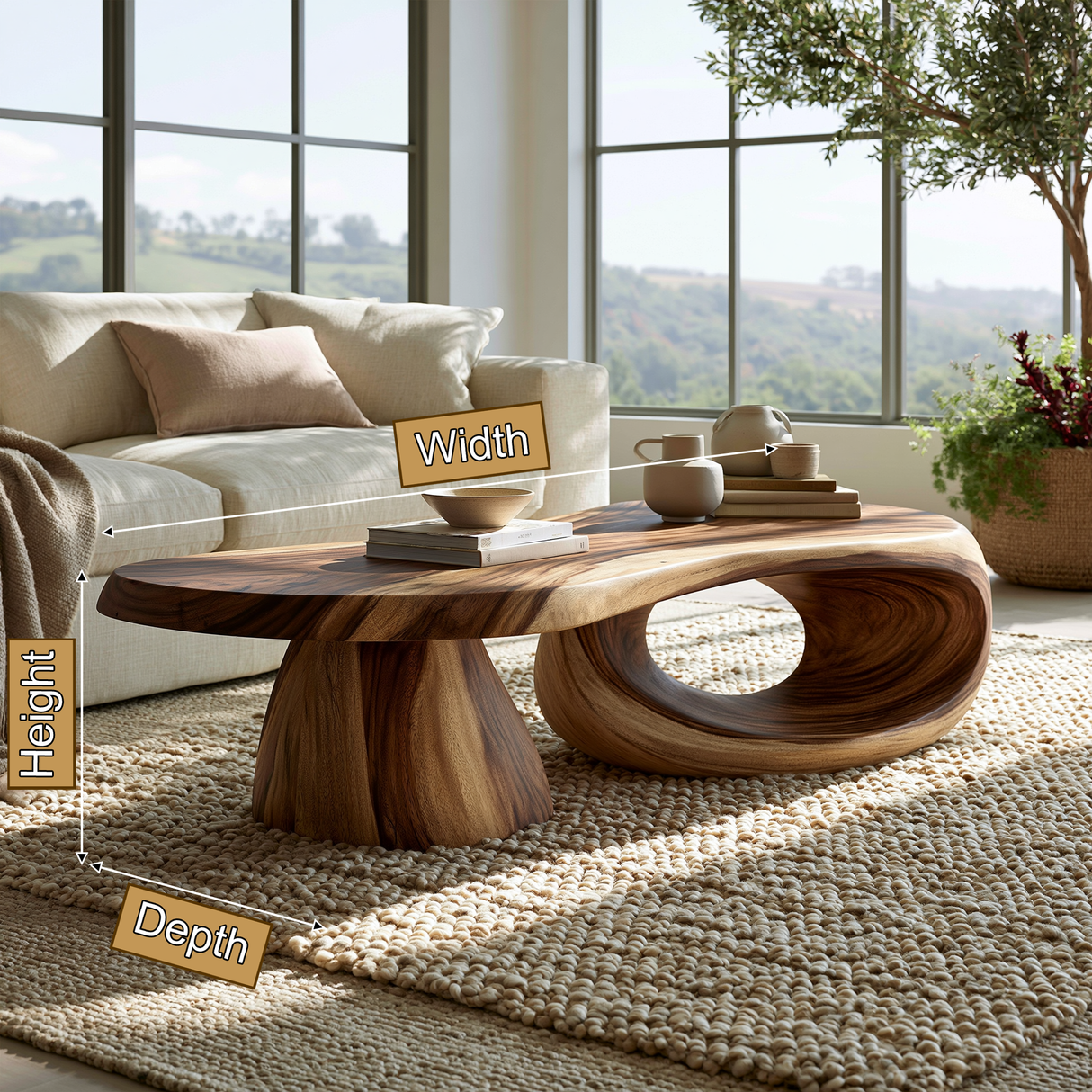 Orivane Sculpted Solid Wood Coffee Table - TimbeRustic Coffee Table