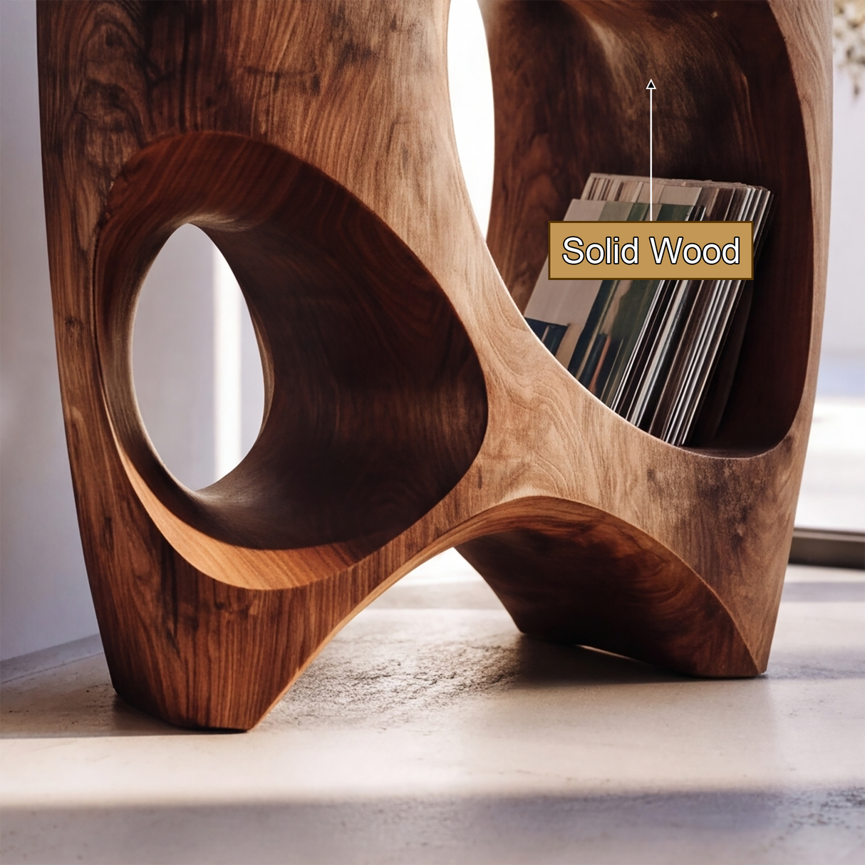Orivane Sculpted Solid Wood Record Player Stand