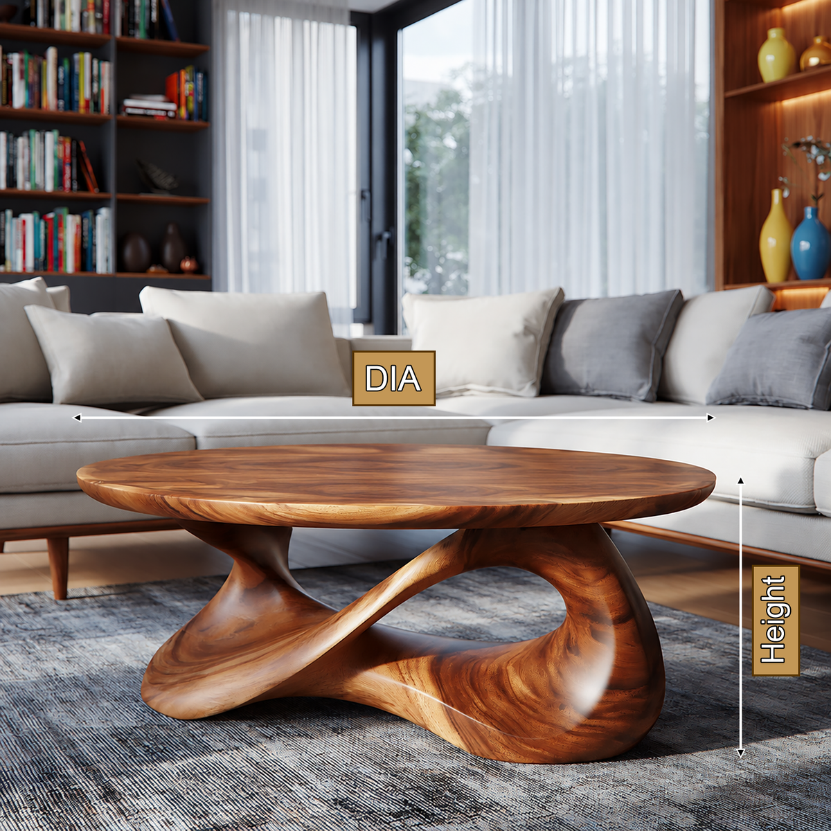 Orlessa Sculpted Solid Wood Coffee Table - Timberustic Coffee Table
