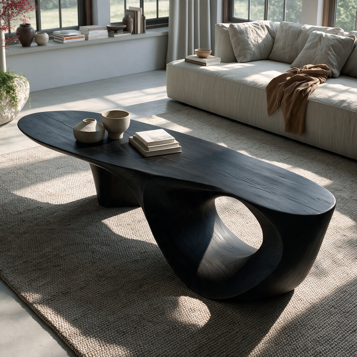 Raventhorn Handcrafted Solid Wood Coffee Table Black - TimbeRustic Coffee Table