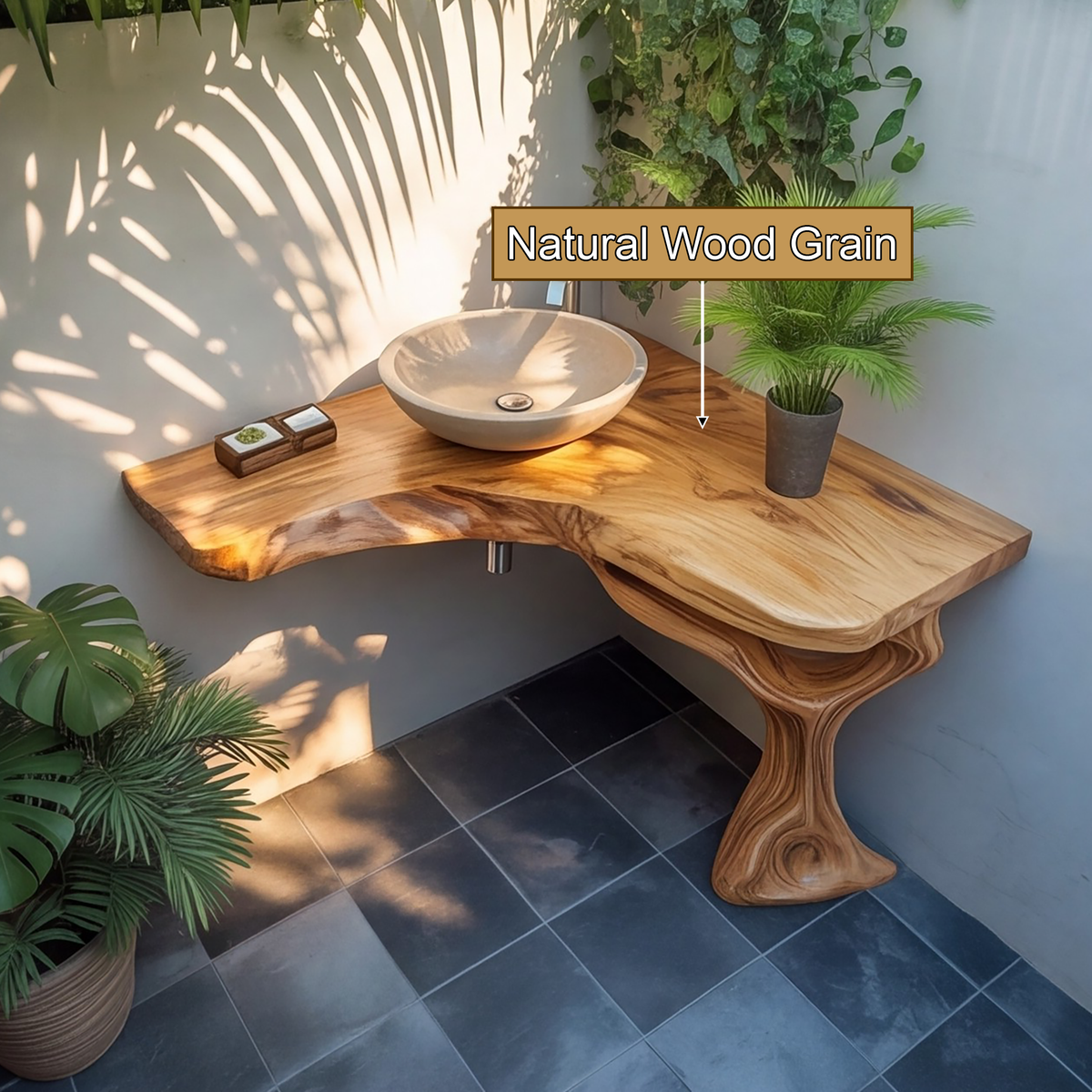 Rootline Solid Wood Corner Bathroom Vanity - Timberustic Corner Bathroom Vanity