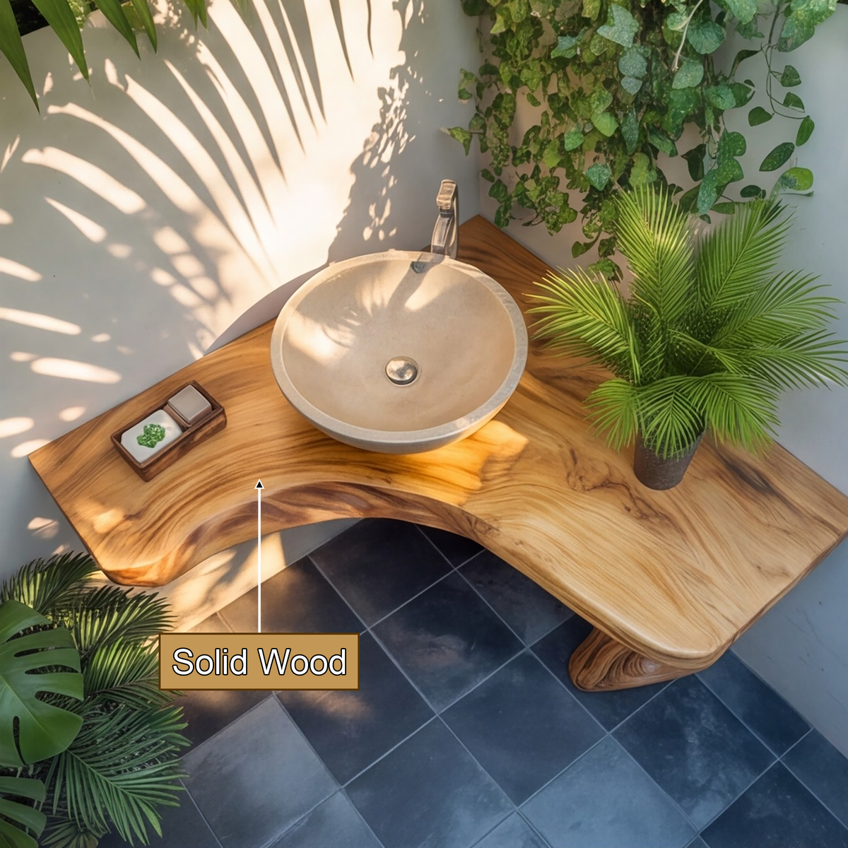 Rootline Solid Wood Corner Bathroom Vanity - Timberustic Corner Bathroom Vanity