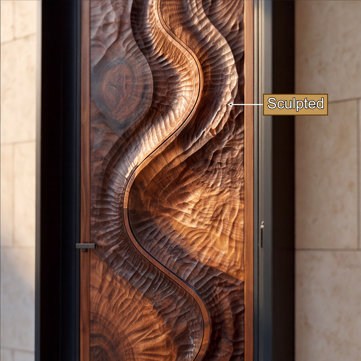 Seravine Handcrafted Solid Wood Flow Carved Single Door - Timberustic Door