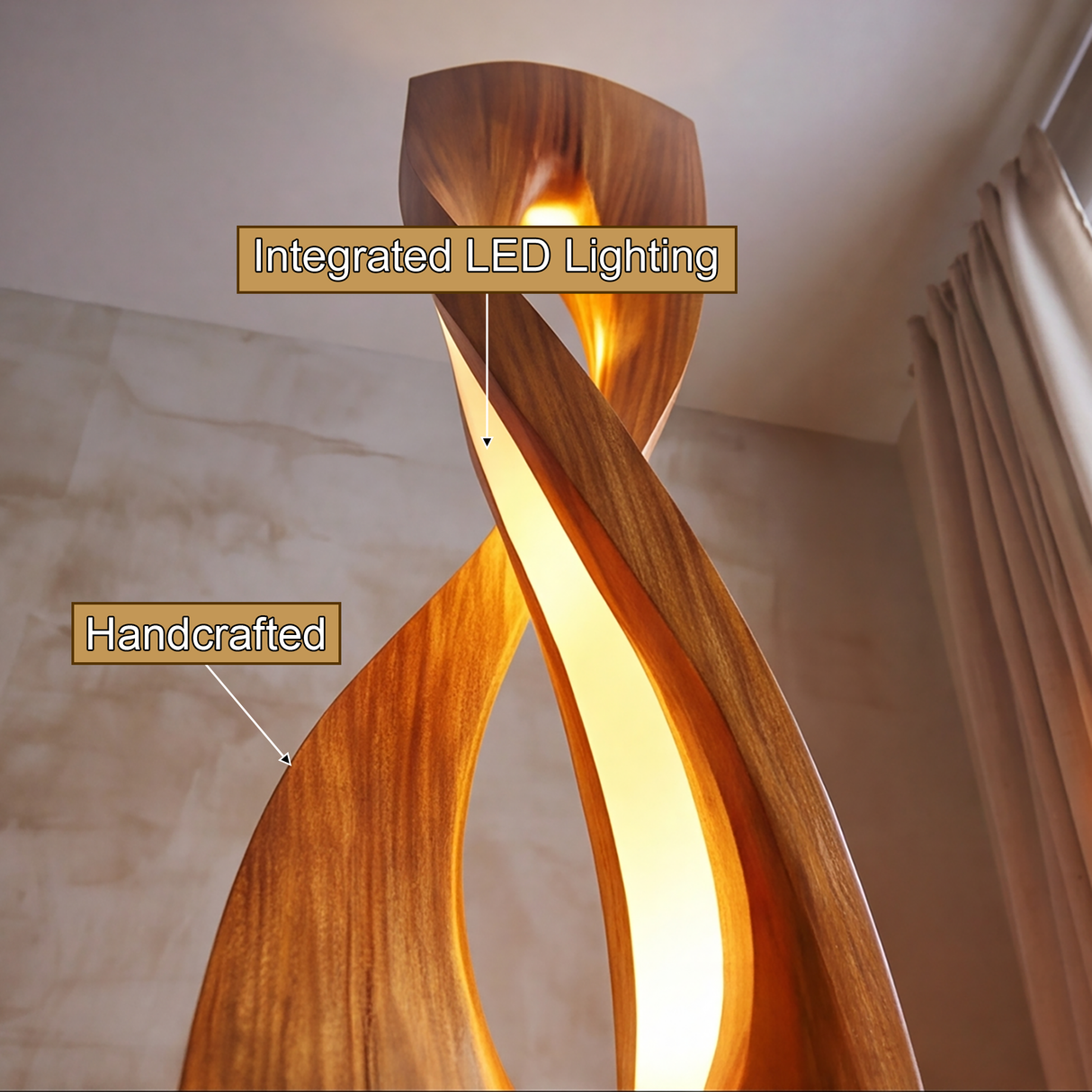 Solvane Sculpted Solid Wood Floor Lamp
