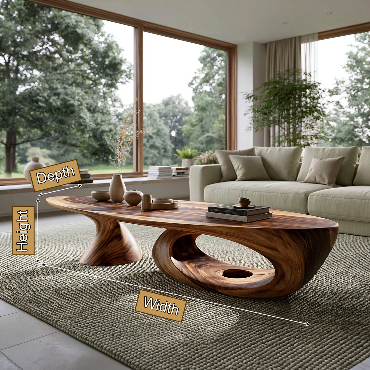 Solvani Sculpted Solid Wood Coffee Table SPA124457 - TimbeRustic Coffee Table
