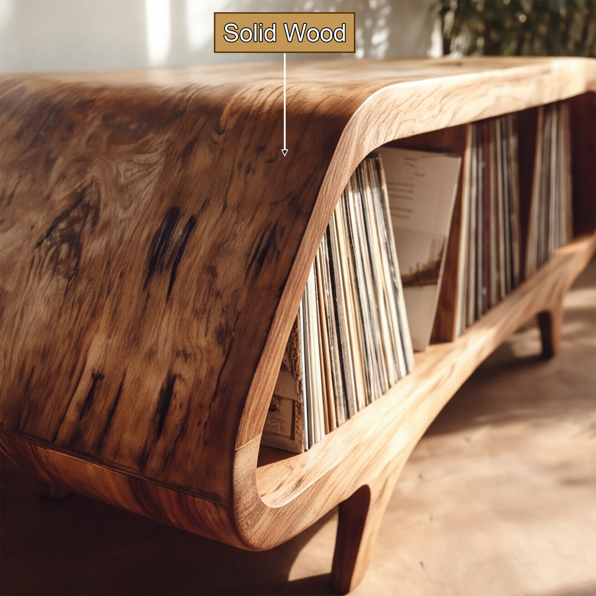 Sonora Solid Wood Record Player Stand With Storage - Timberustic Record Player Stand With Storage