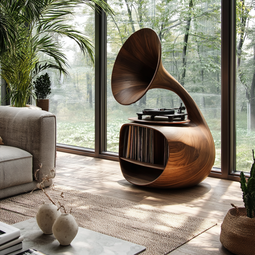 Sonovale Sculpted Solid Wood Record Player Stand