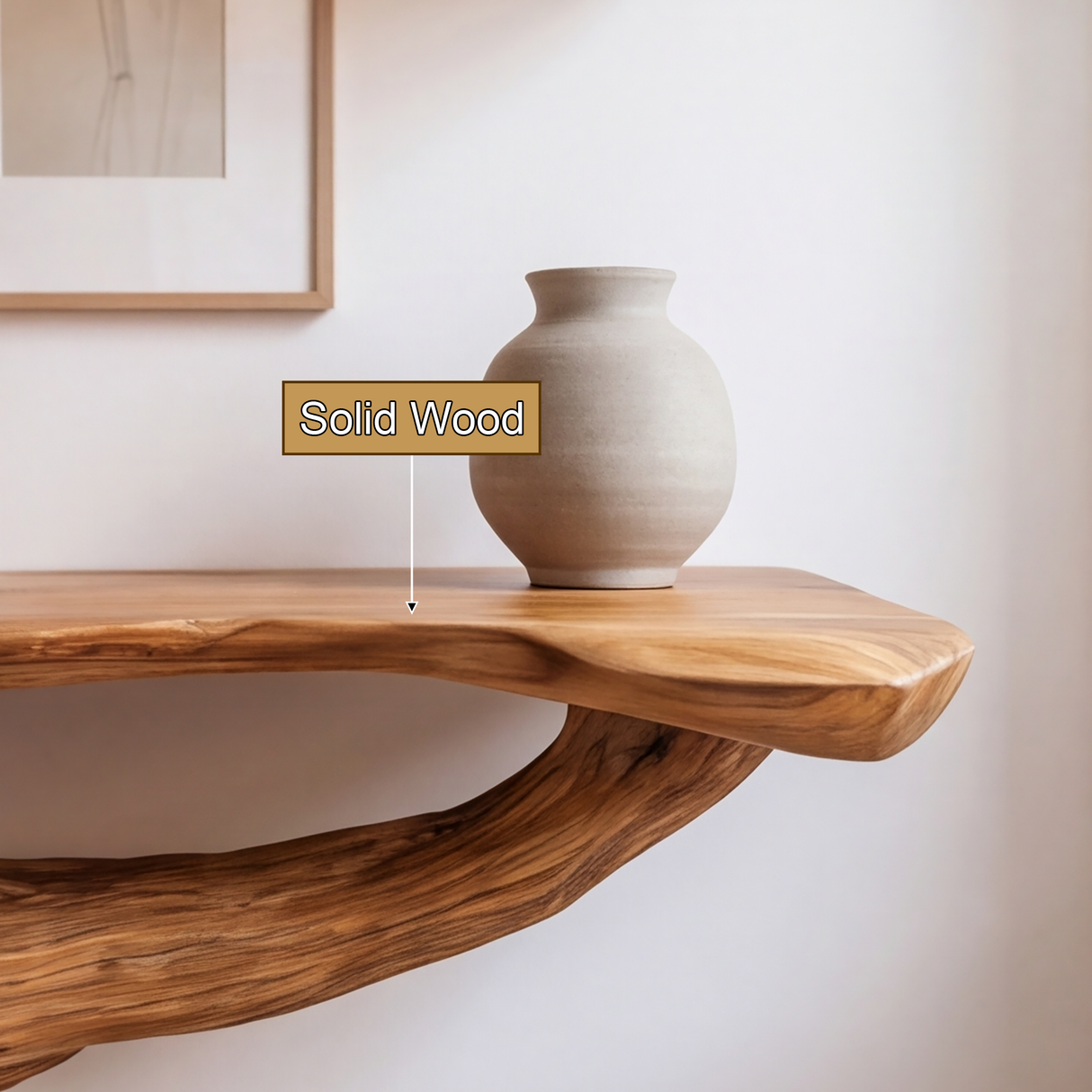 Sylthera Sculpted Solid Wood Console Table with Shelves - Timberustic Console Table with Shelves