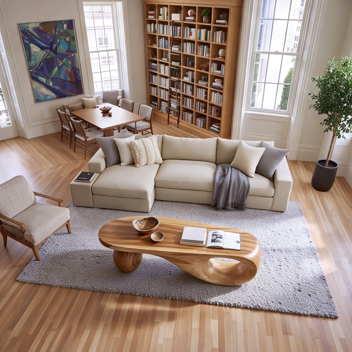 Sylvara Sculpted Solid Wood Coffee Table SPA205404 - TimbeRustic Coffee Table