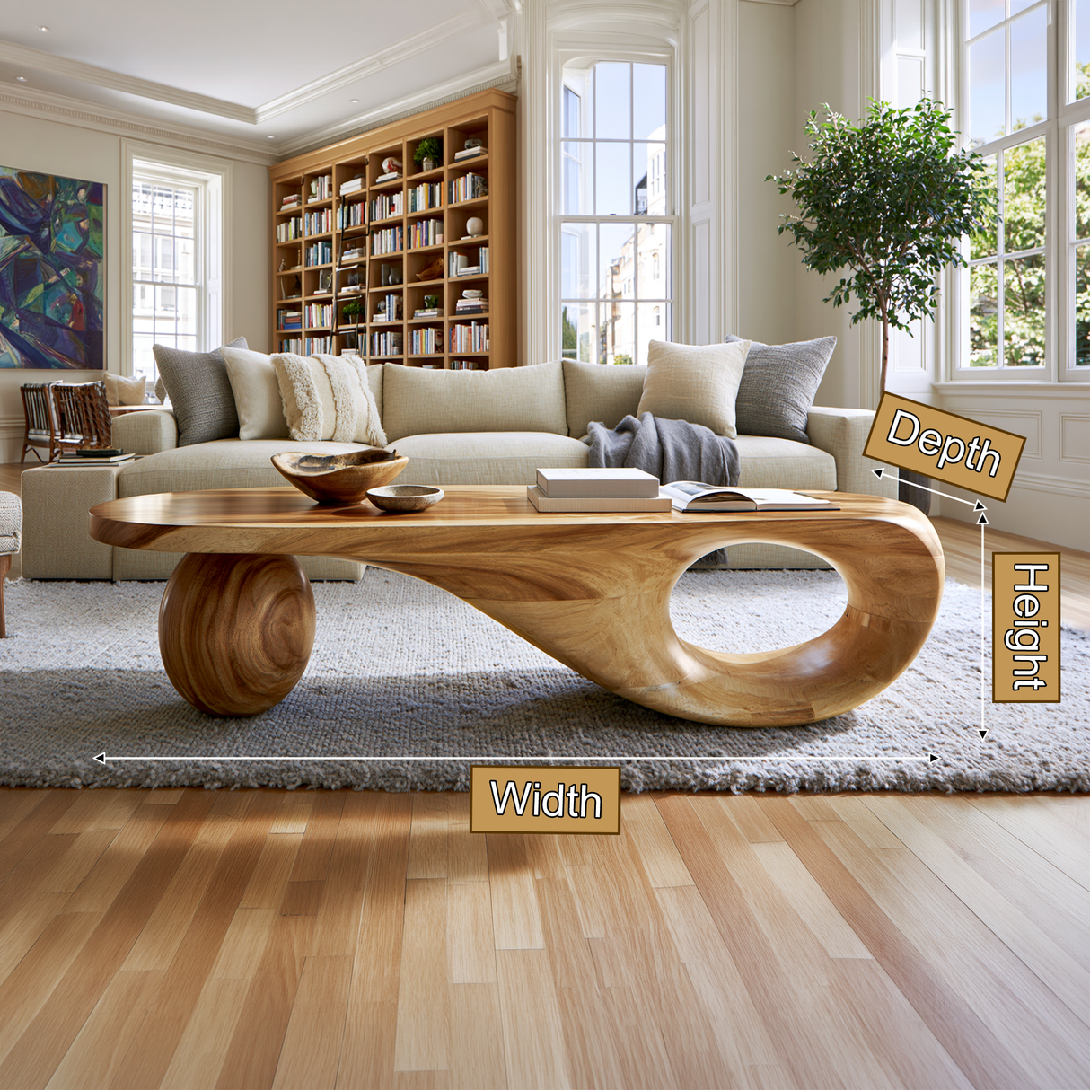 Sylvara Sculpted Solid Wood Coffee Table SPA205404 - TimbeRustic Coffee Table
