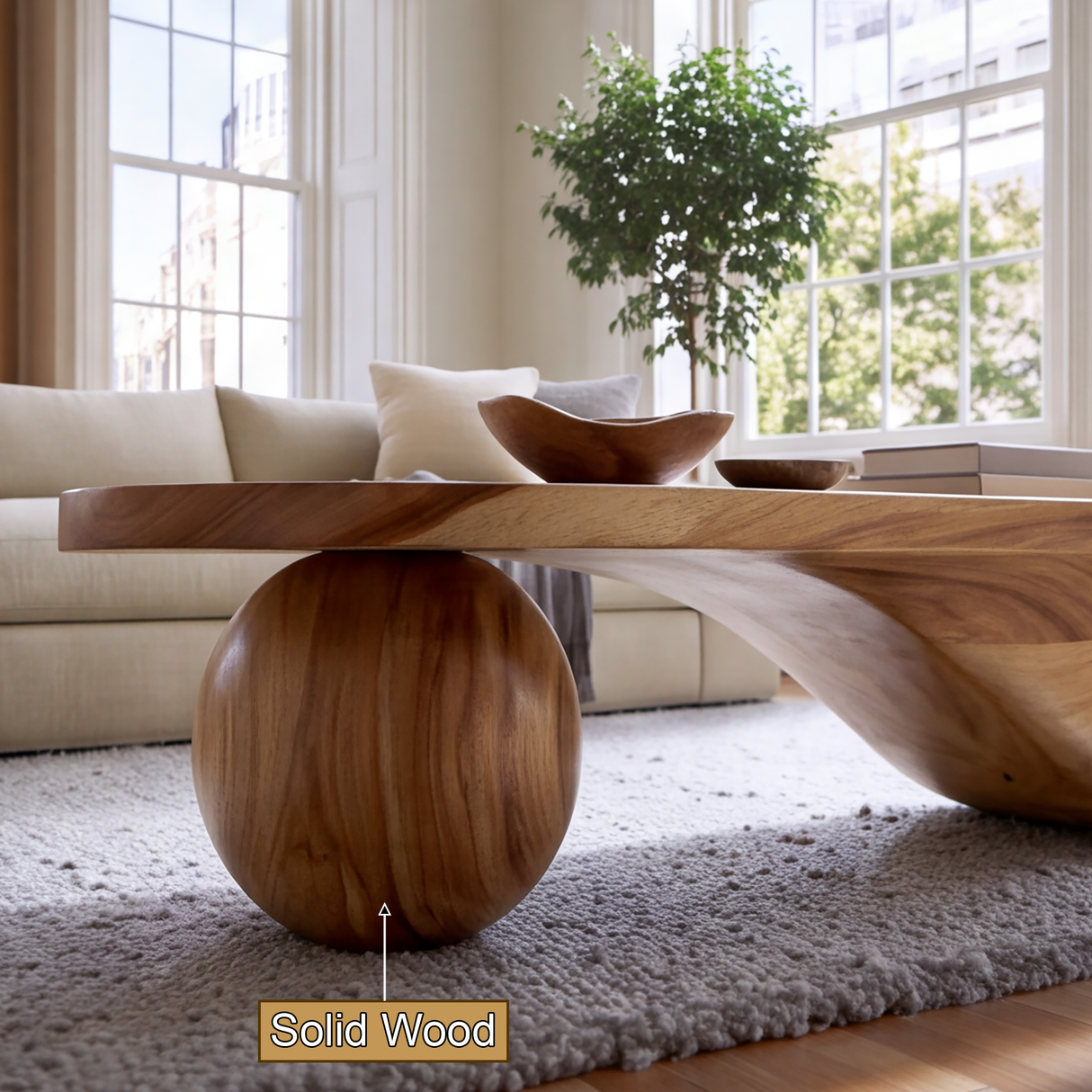 Sylvara Sculpted Solid Wood Coffee Table SPA205404 - TimbeRustic Coffee Table