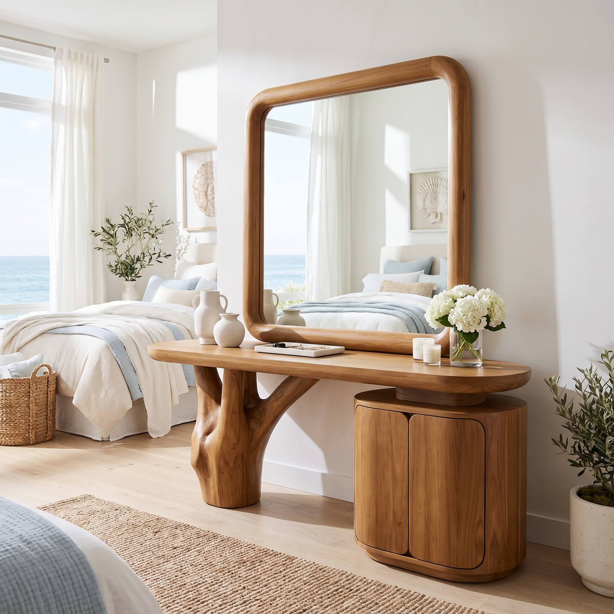 Sylvara Sculpted Solid Wood Cosmetic Table