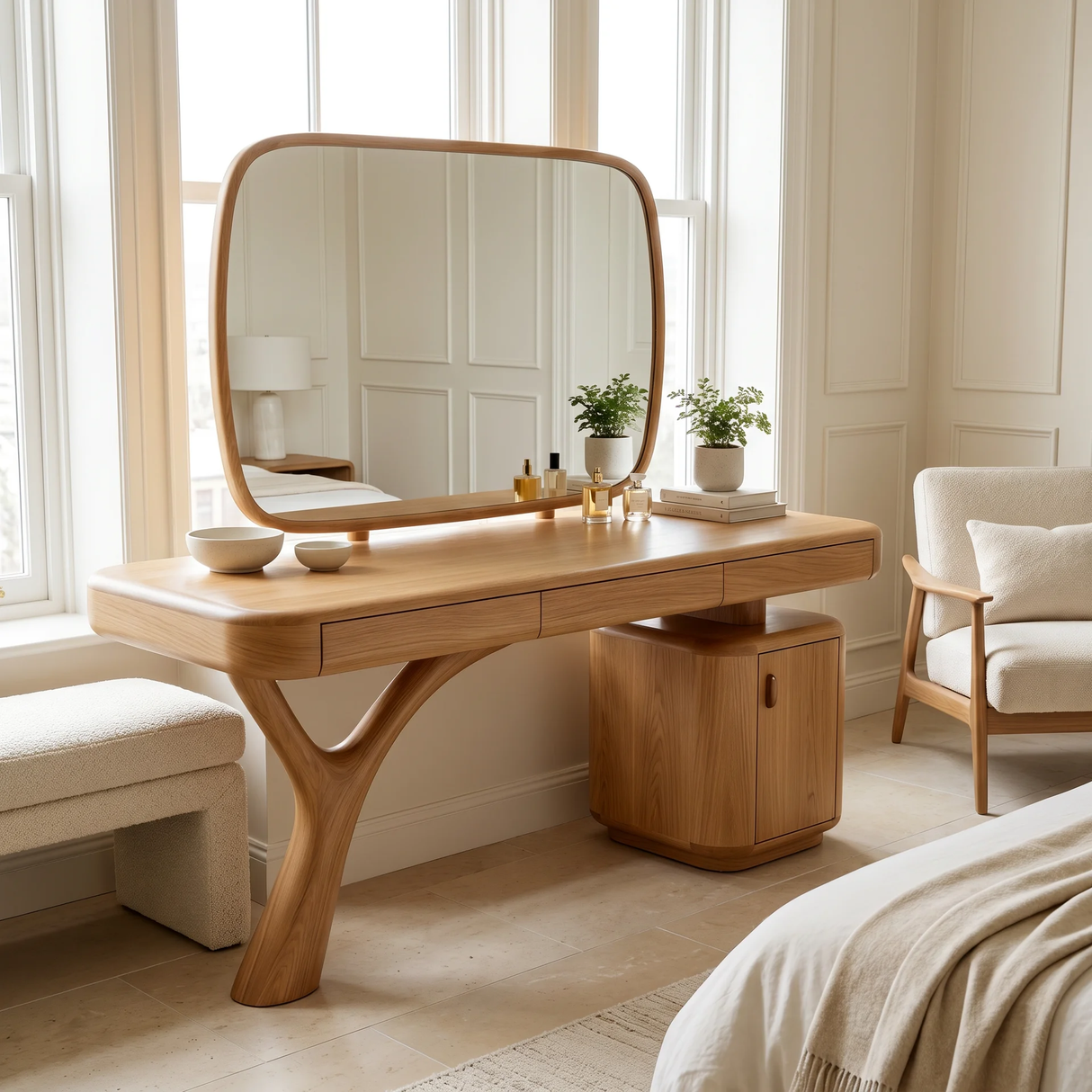 Sylvara Solid Wood Cosmetic Table