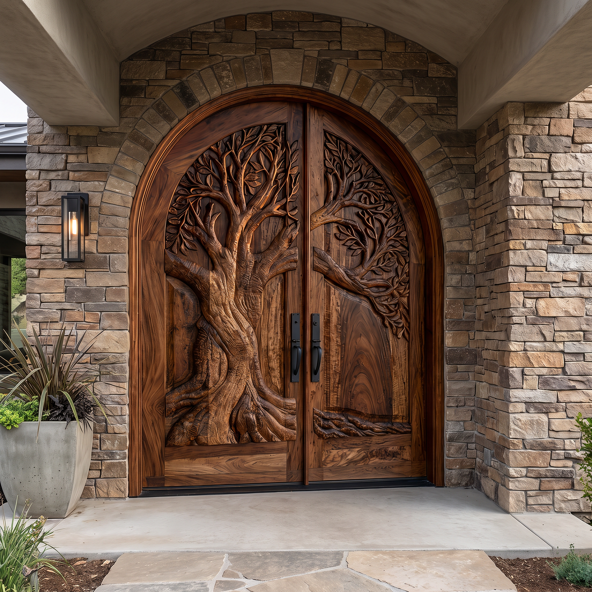 Sylvaric Sculpted Solid Wood Double Door