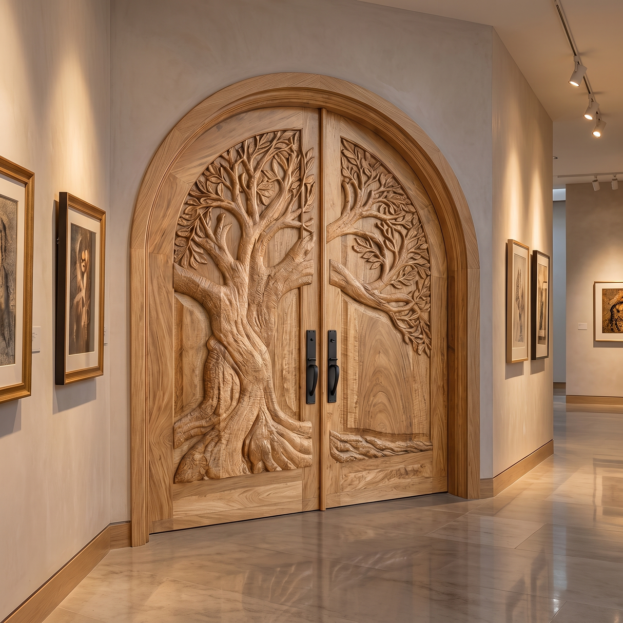 Sylvaric Sculpted Solid Wood Double Door
