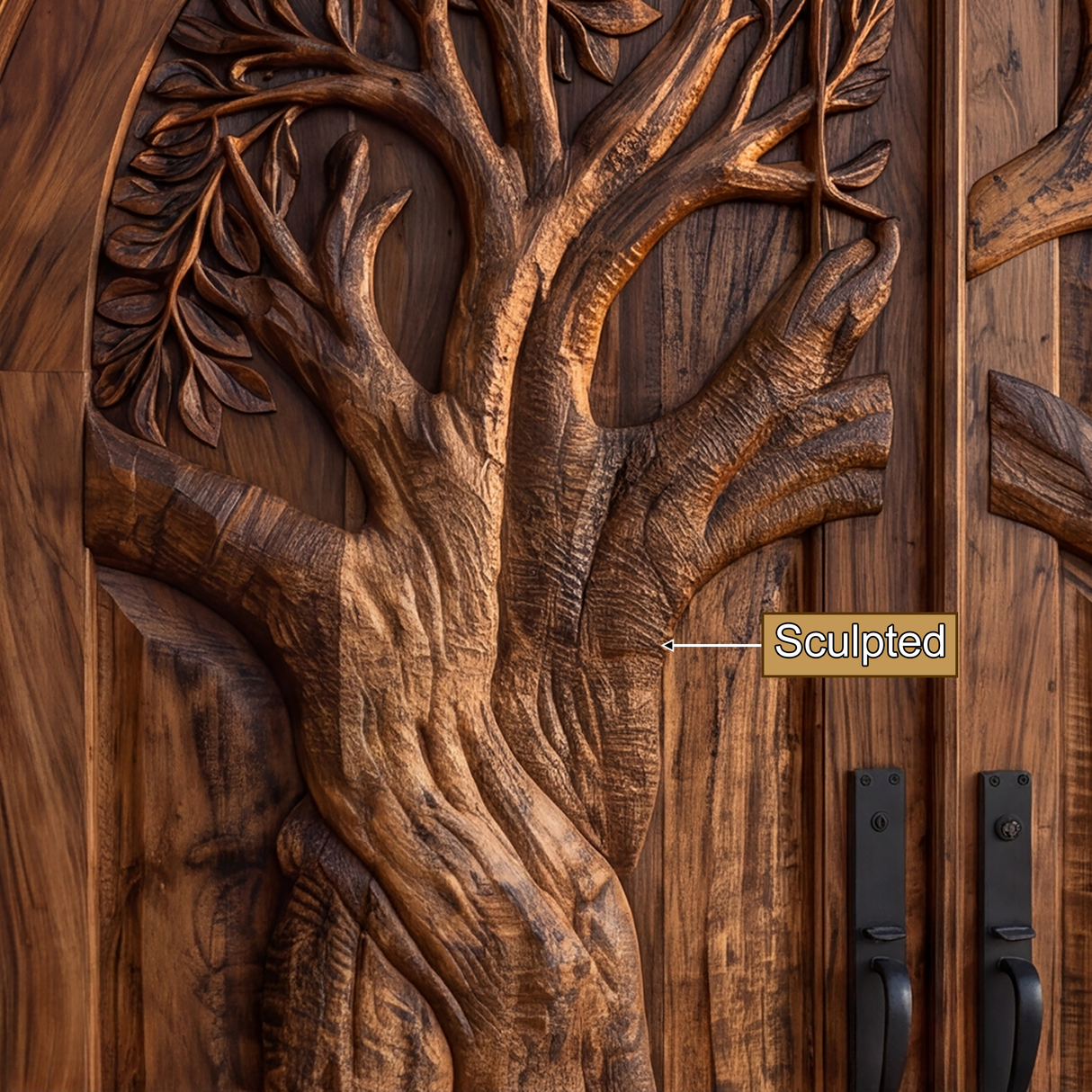 Sylvaric Sculpted Solid Wood Double Door
