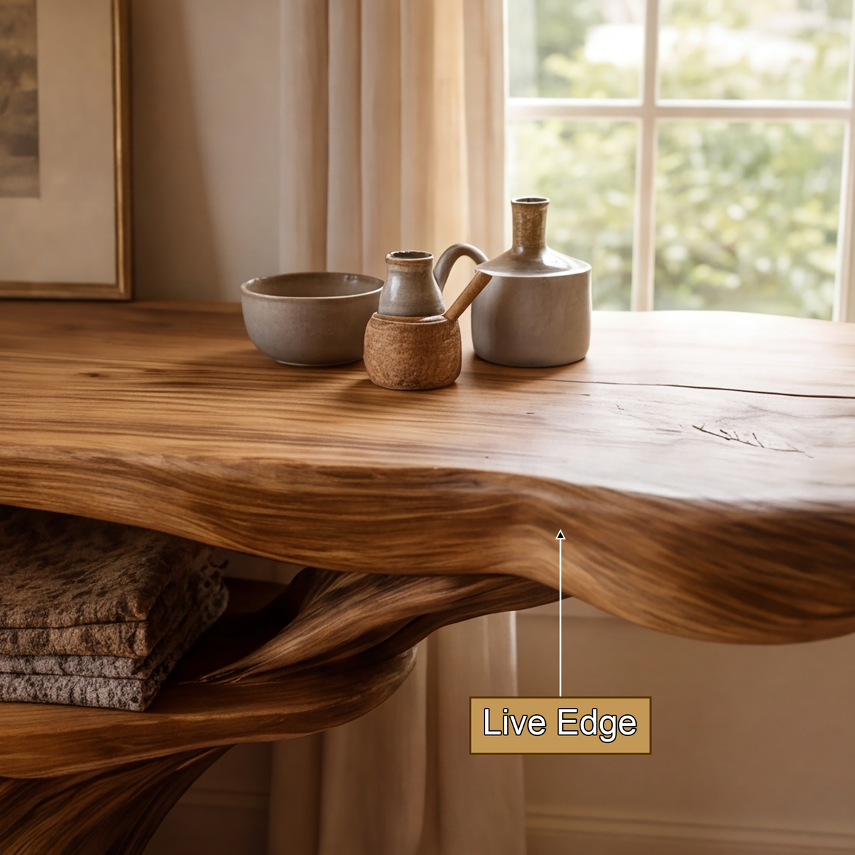 Sylvarion Sculpted Solid Wood Console Table with Shelves - Timberustic Console Table with Shelves