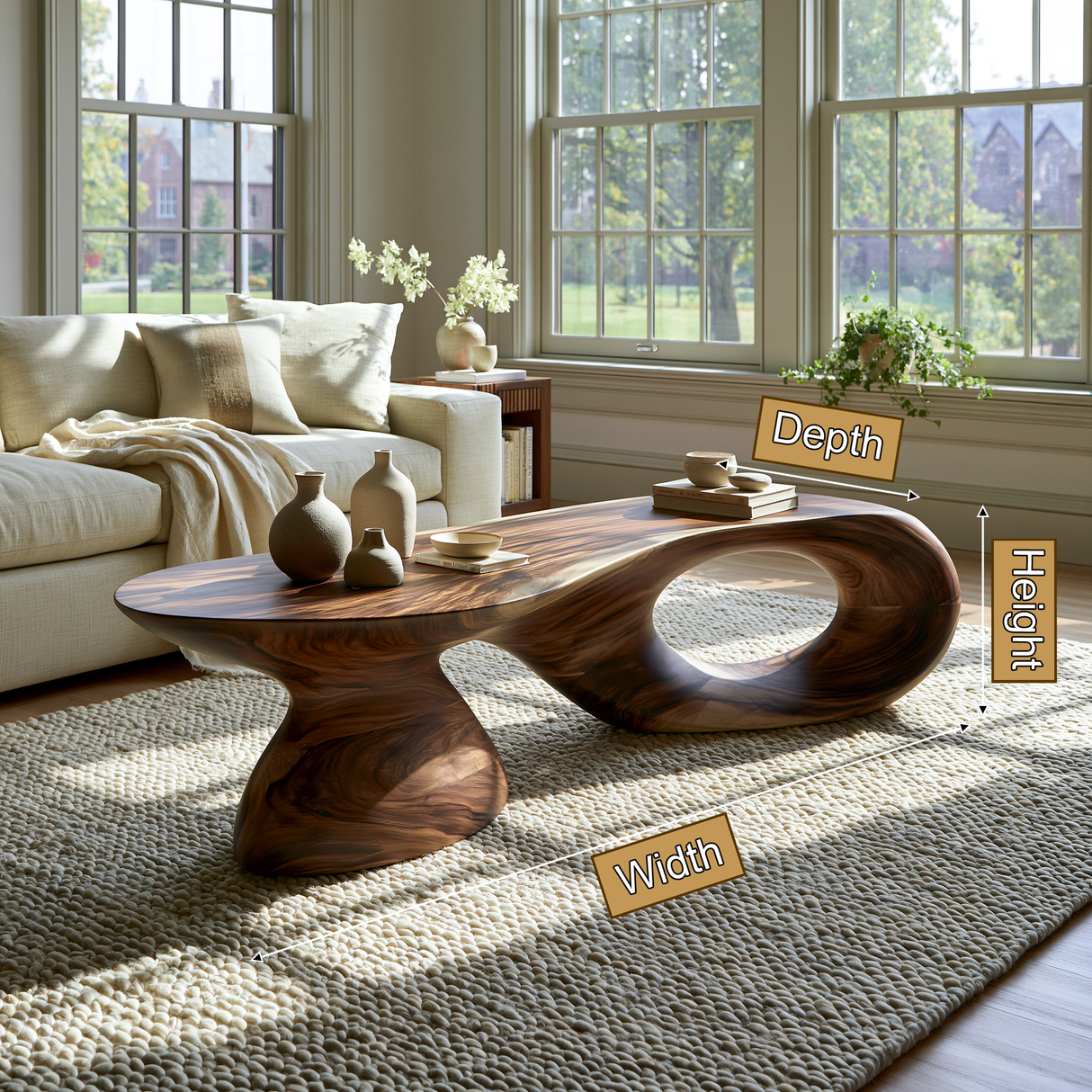 Thaloré Sculpted Solid Wood Coffee Table SPA258564 - TimbeRustic Coffee Table