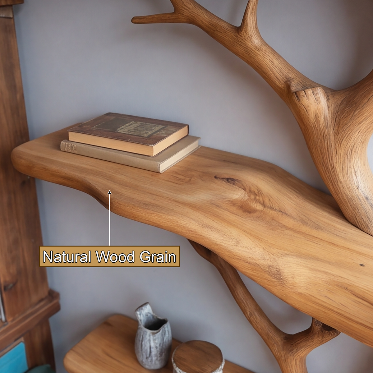 Thalorien Handcrafted Solid Wood Floating Tree Bookshelf - Timberustic Floating Tree Bookshelf