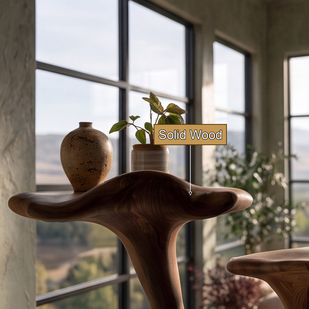 Thalorim Sculpted Solid Wood Mushroom Bookshelf