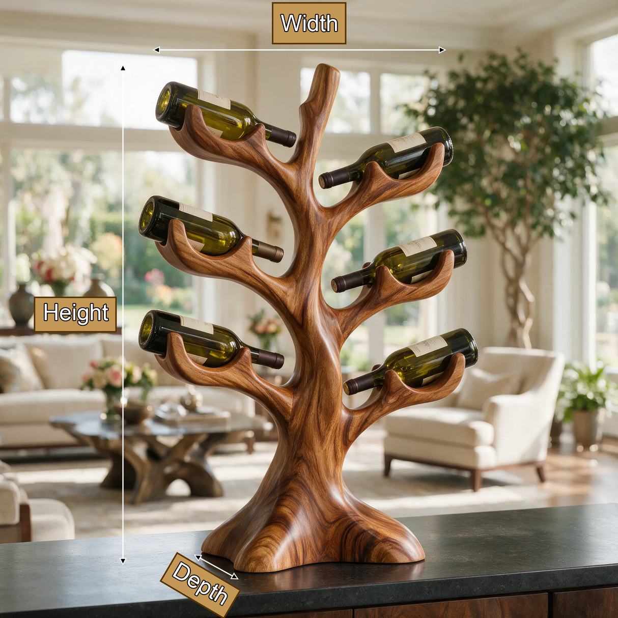 Thornvale Sculpted Solid Wood Wine Rack