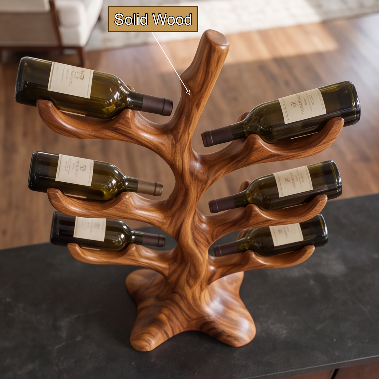 Thornvale Sculpted Solid Wood Wine Rack