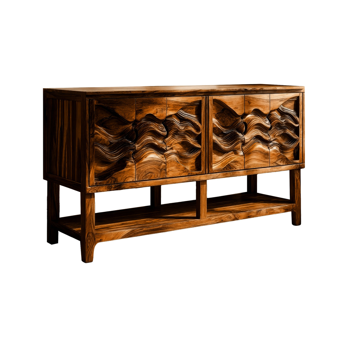 Undara Sculpted Solid Wood Freestanding Bathroom Vanity with Cabinet