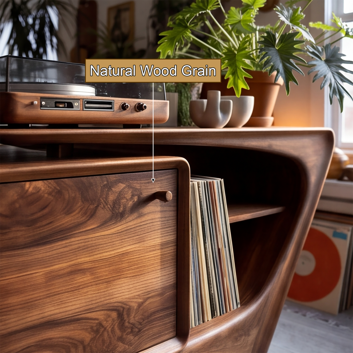 Valenridge Sculpted Solid Wood Record Player Stand