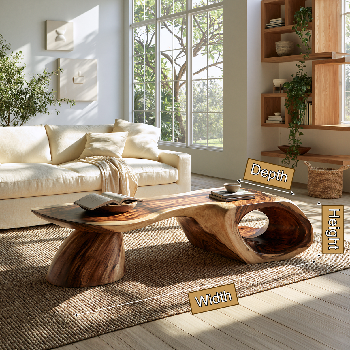 Valmere Sculpted Solid Wood Coffee Table SPA231891 - TimbeRustic Coffee Table