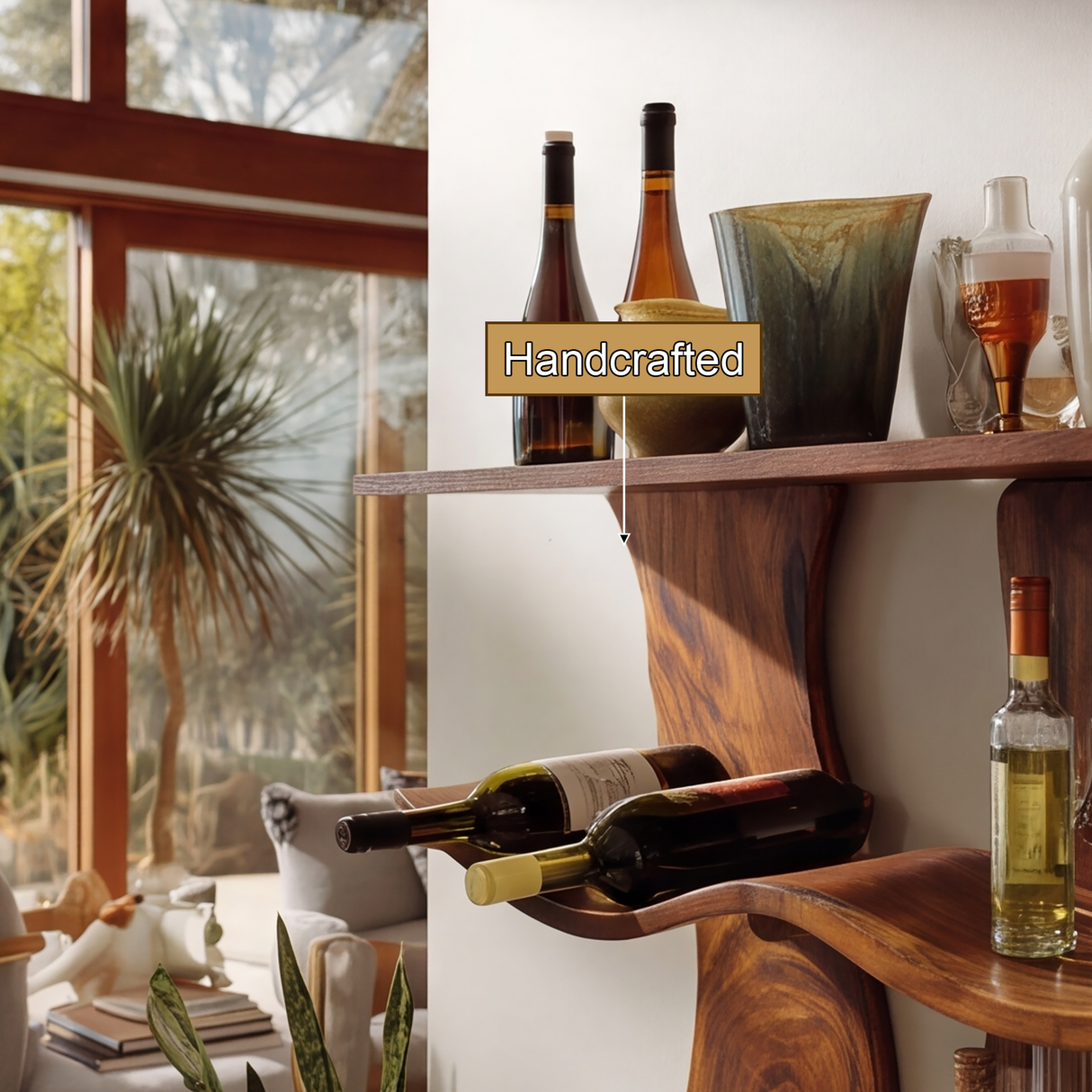 Valthera Solid Wood Floating Wine Shelf SPA892581