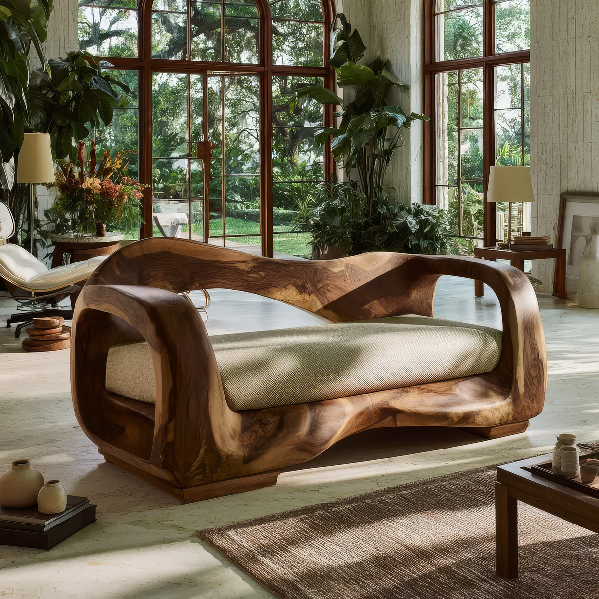 Valtheris Handcrafted Sculpted Solid Wood Sofa - Timberustic Sofa