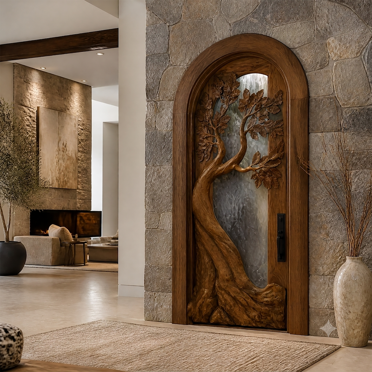 Varexon Sculpted Solid Wood Single Door