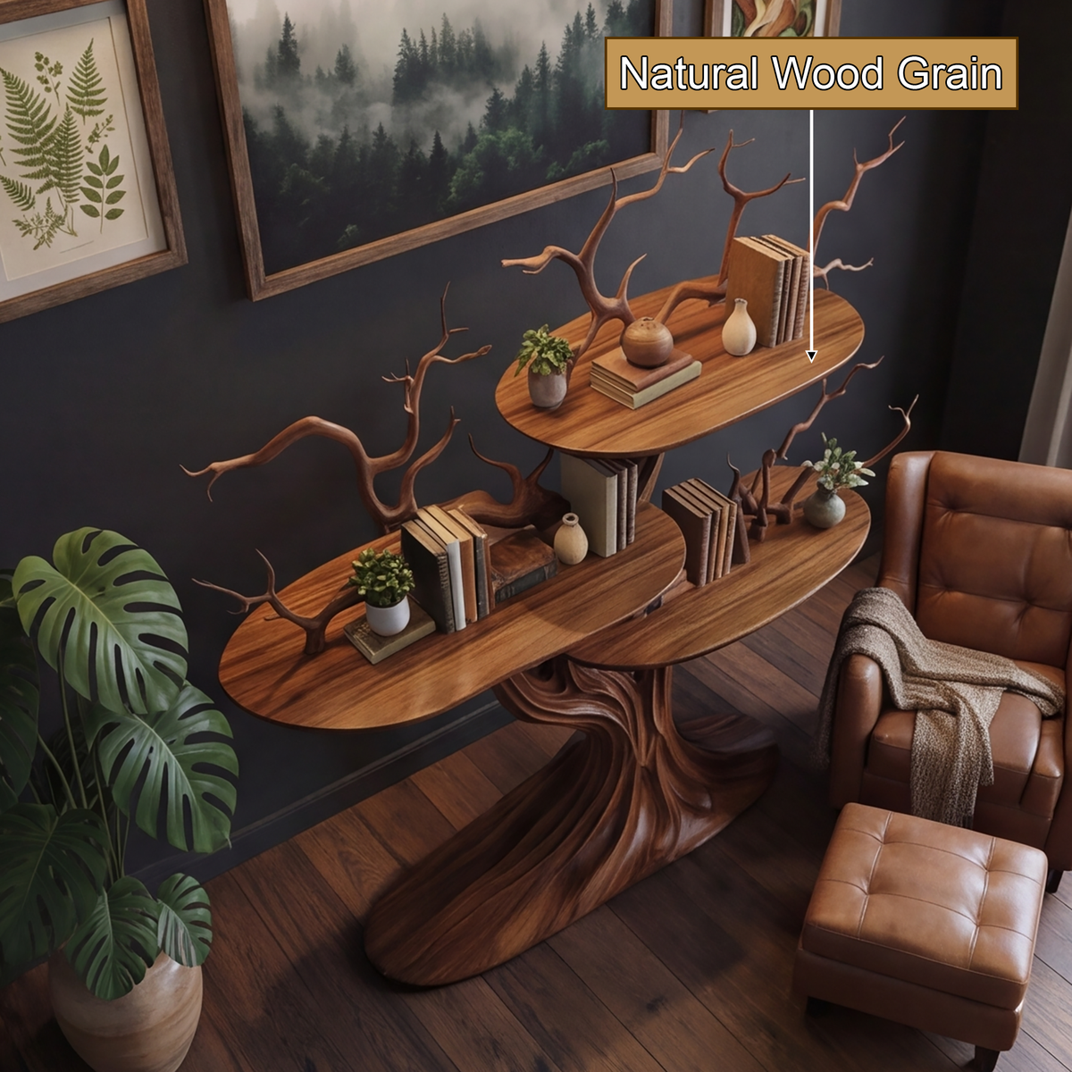 Verdanor Handcrafted Solid Wood Tree Bookshelf - Timberustic Tree Bookshelf
