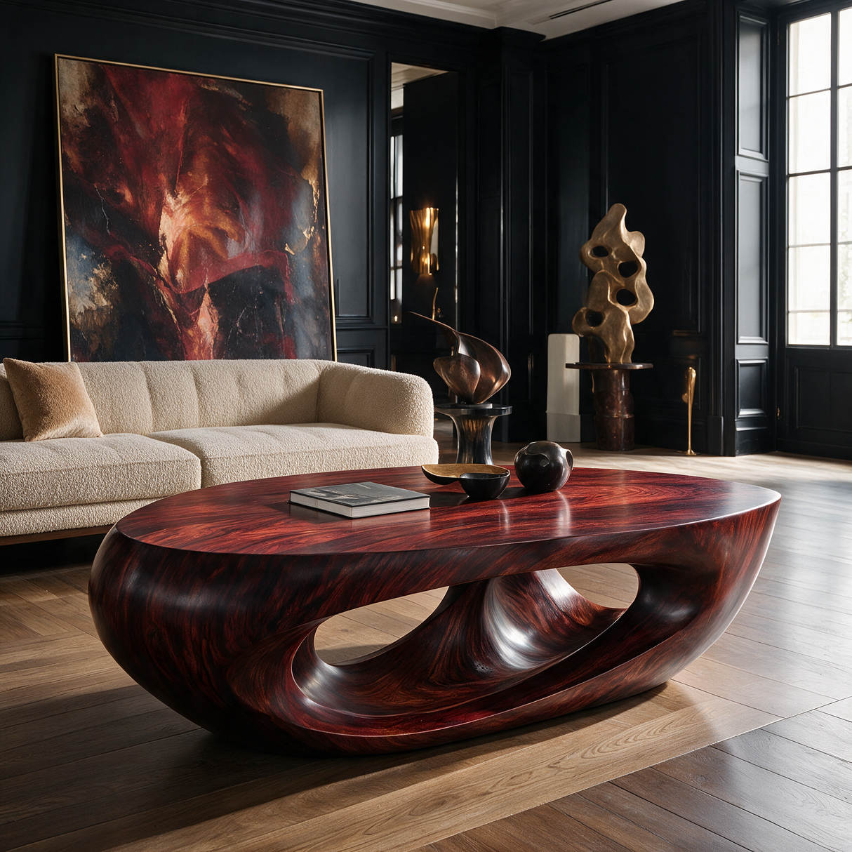 Veylora Handcrafted Solid Wood Coffee Table Mahogany - TimbeRustic Coffee Table