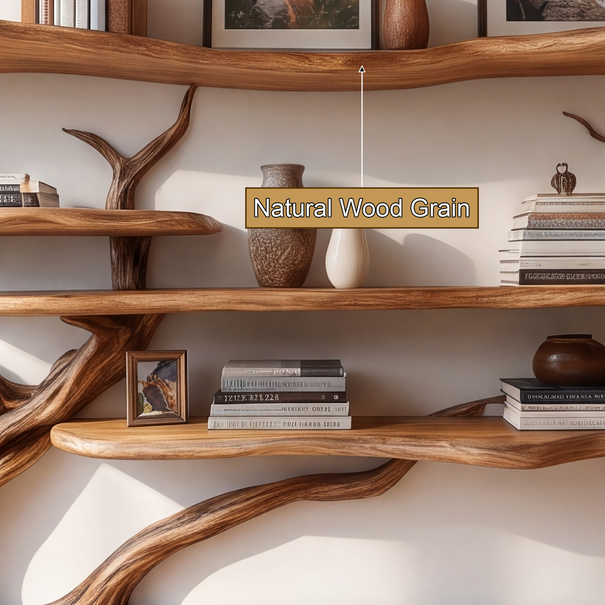 Virellan Sculpted Solid Wood Console Table with Shelves - Timberustic Console Table with Shelves