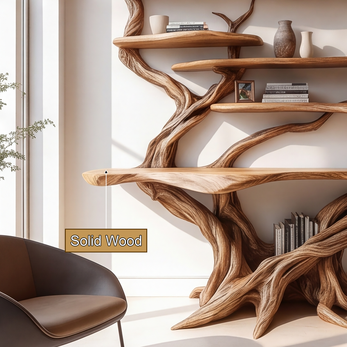 Virellan Sculpted Solid Wood Console Table with Shelves - Timberustic Console Table with Shelves