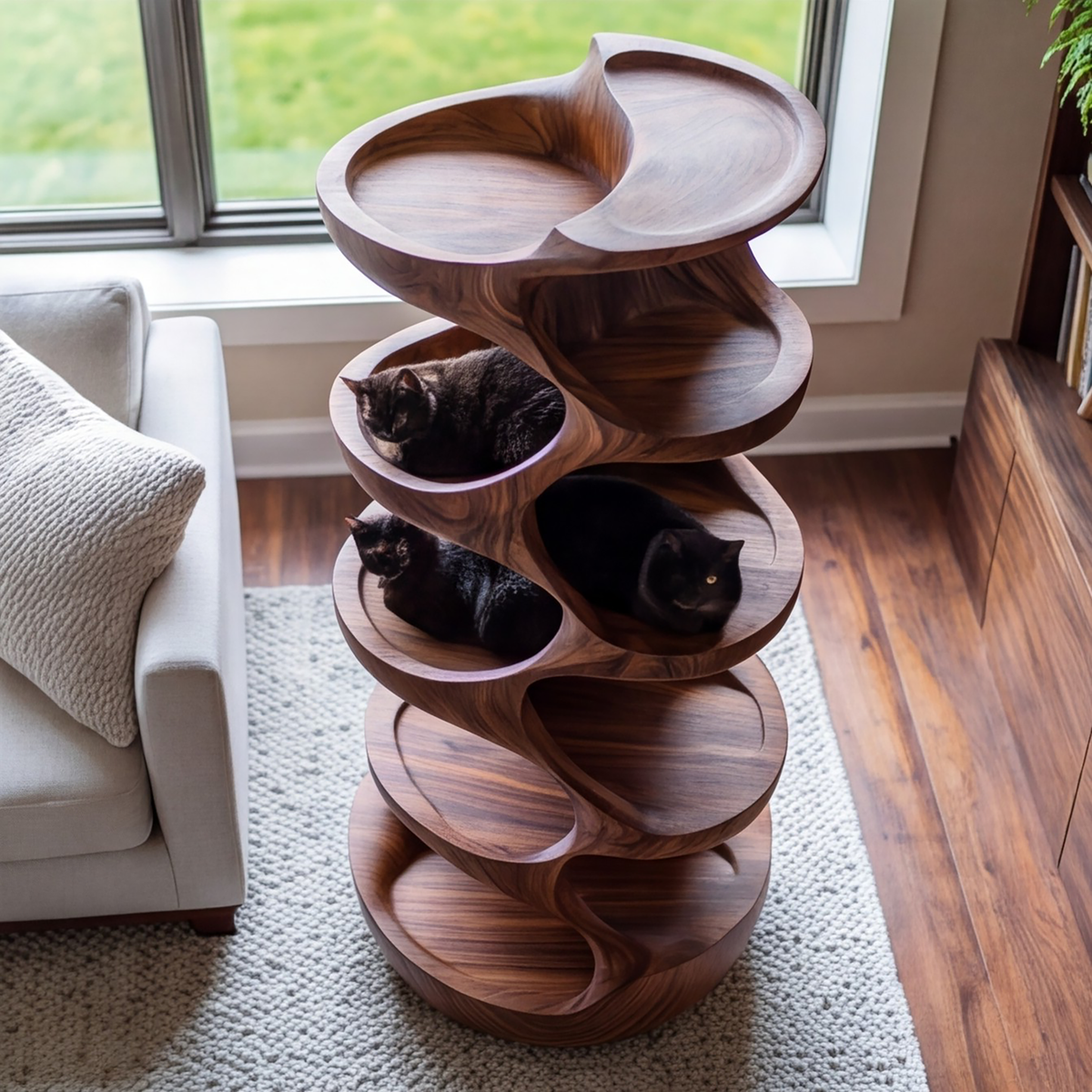 Virex Sculpted Solid Wood Tree-Inspired Cat Tree Shelf - Timberustic Cat Tree Shelf