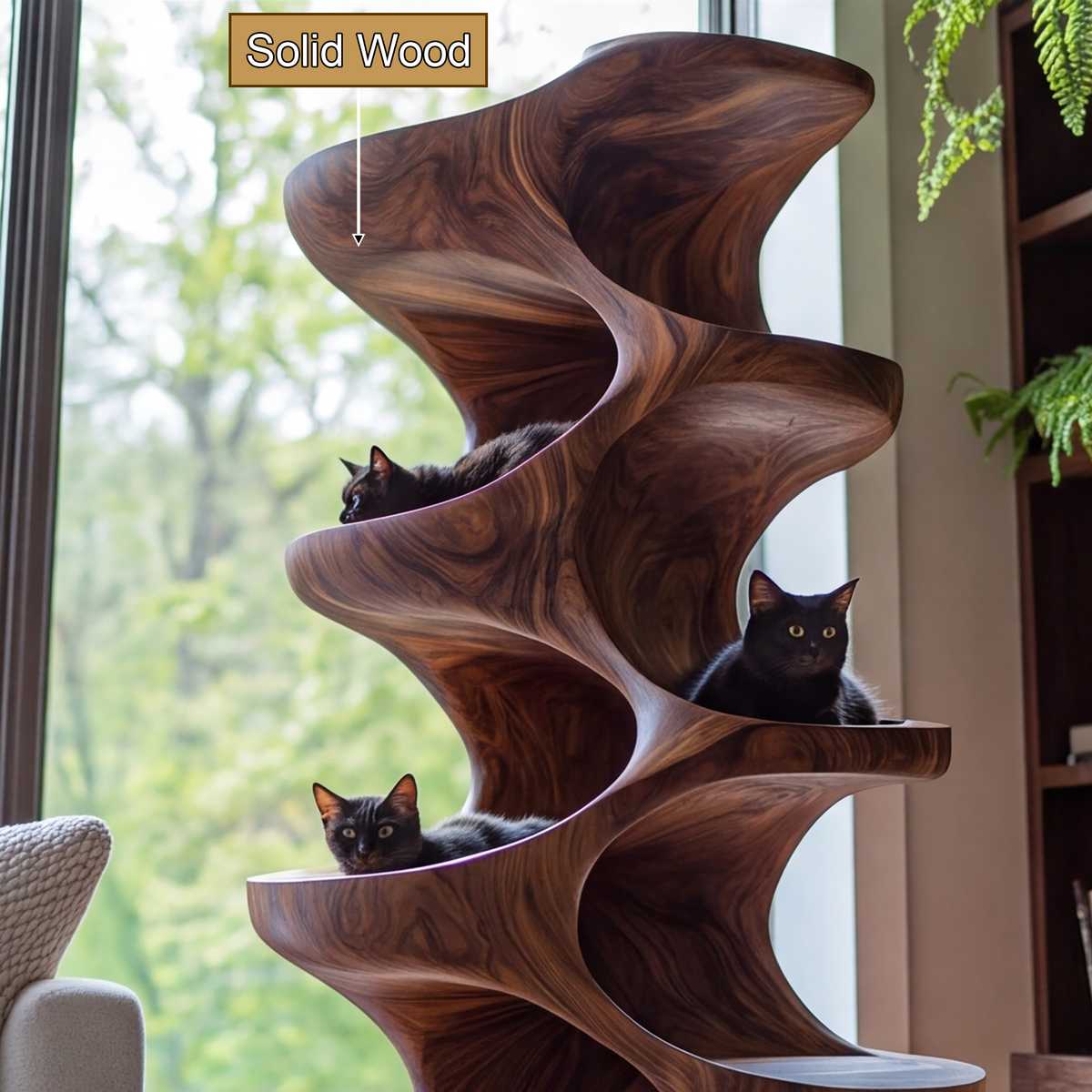 Virex Sculpted Solid Wood Tree-Inspired Cat Tree Shelf - Timberustic Cat Tree Shelf