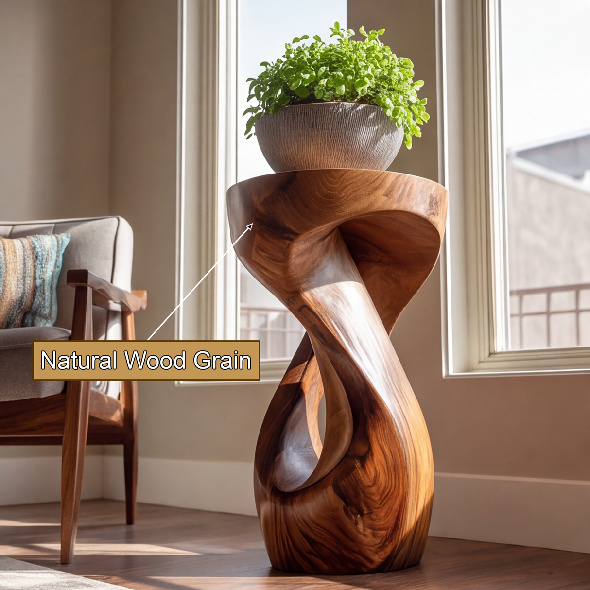 Xavionis Solid Wood Sculpted Pedestal Stand