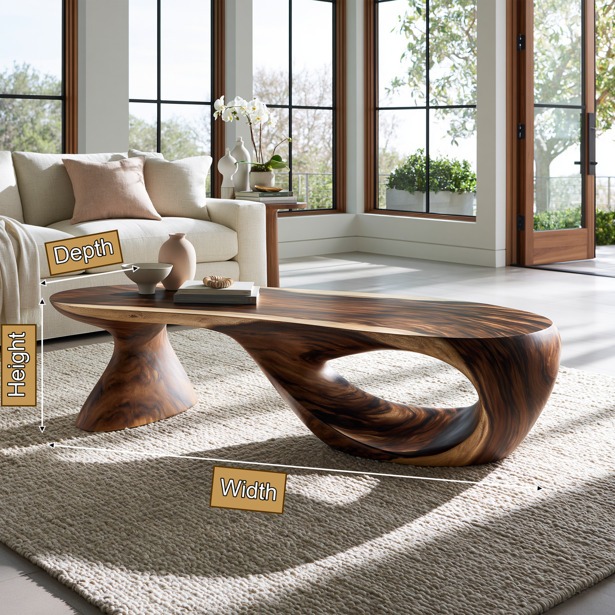 Zephyron Sculpted Solid Wood Coffee Table - TimbeRustic Coffee Table