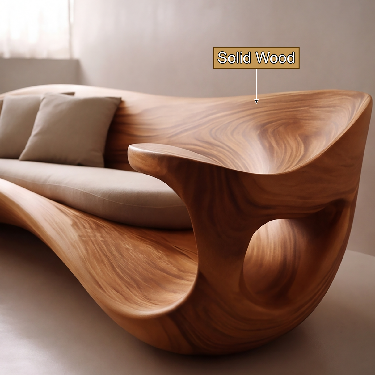 Zorathen Solid Wood Sculpted Sofa