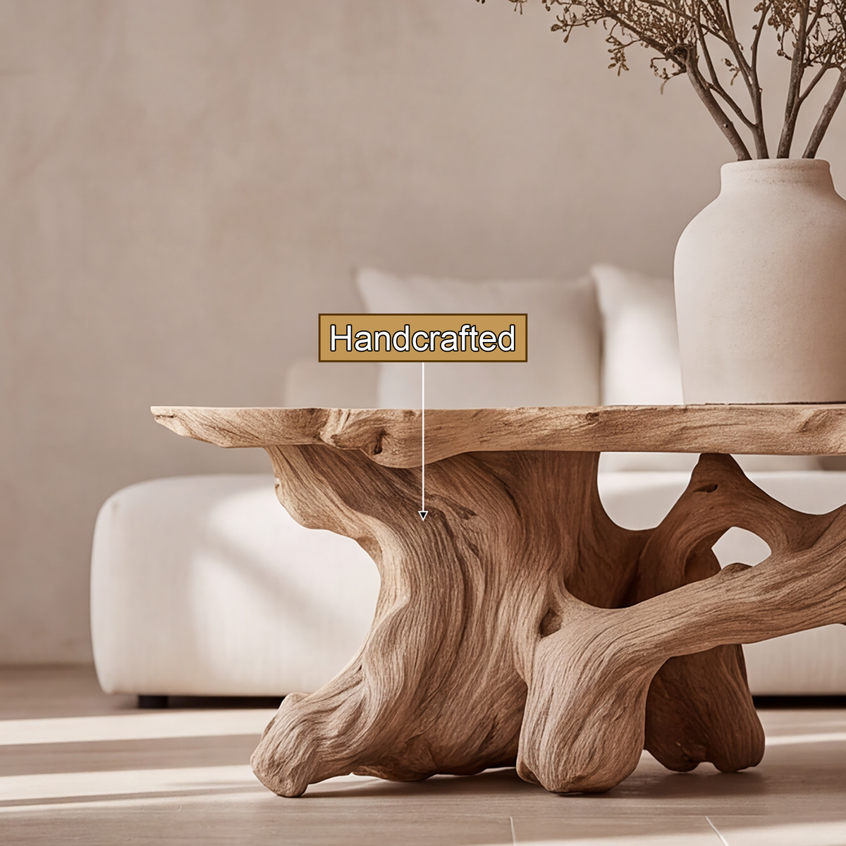 Zylara Live Edge Solid Wood Coffee Table