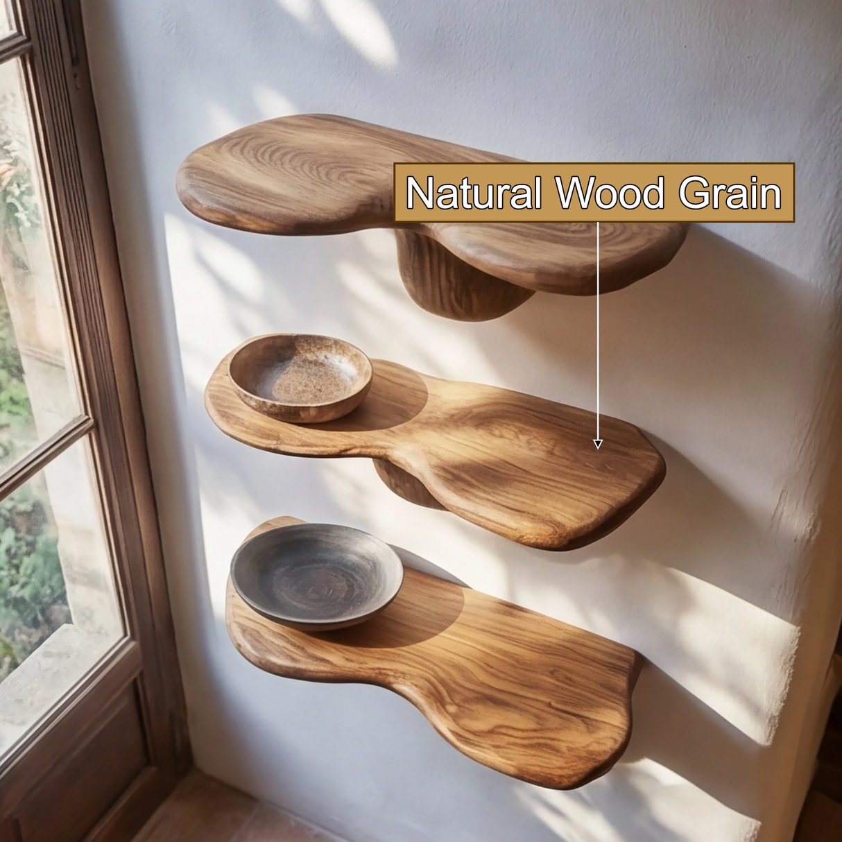 Torlen Sculpted Solid Wood Mushroom Floating Shelf SPA120109 - Timberustic Floating Shelf