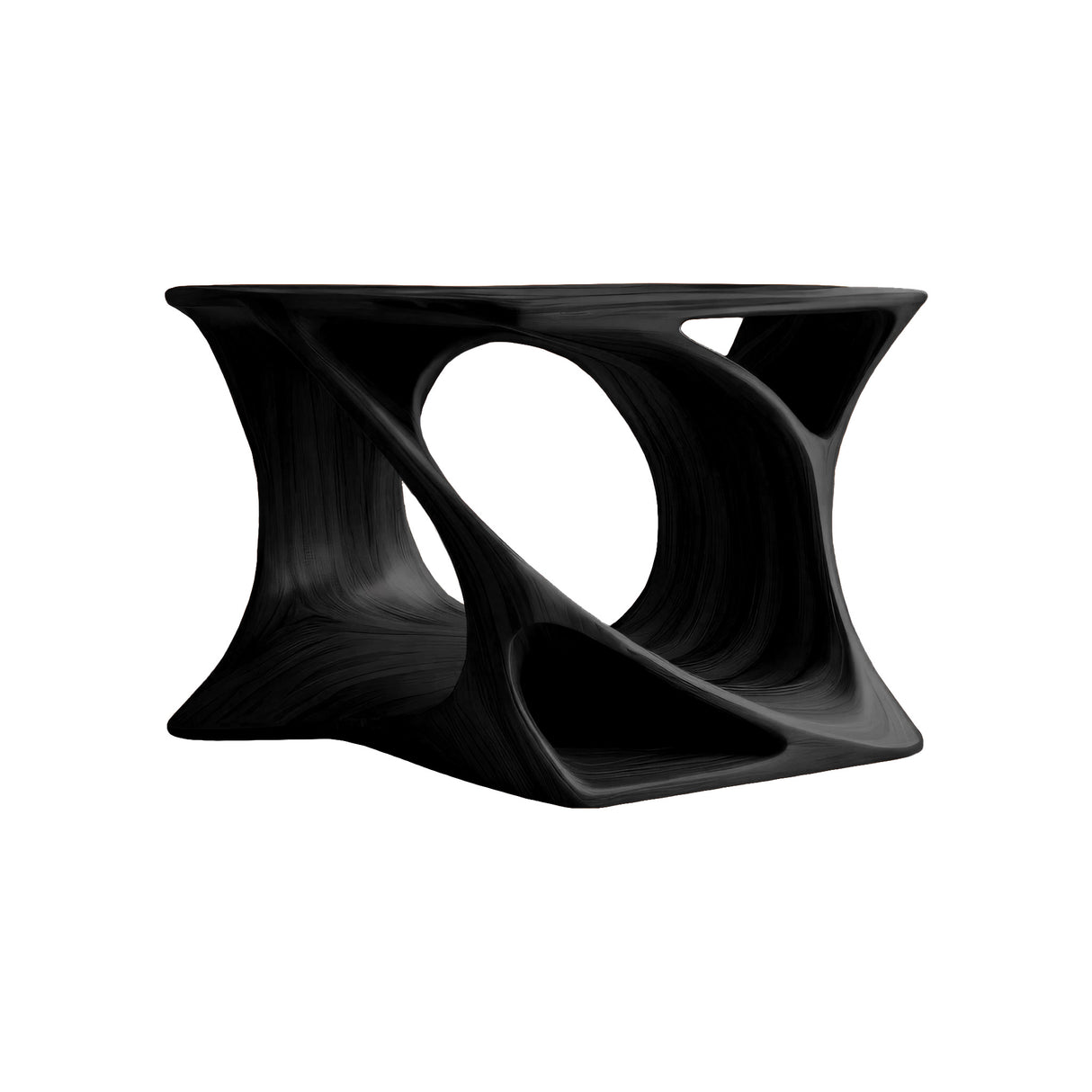 Torsona Twisted Hollow Solid Wood Record Player Stand Black - Timberustic Record Player Stand With Storage
