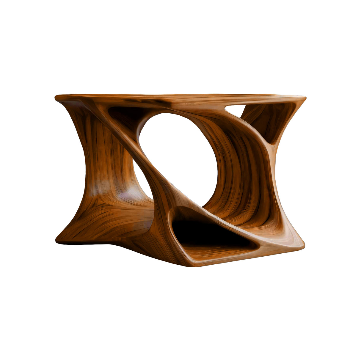 Torsona Twisted Hollow Solid Wood Record Player Stand Brown - Timberustic Record Player Stand With Storage