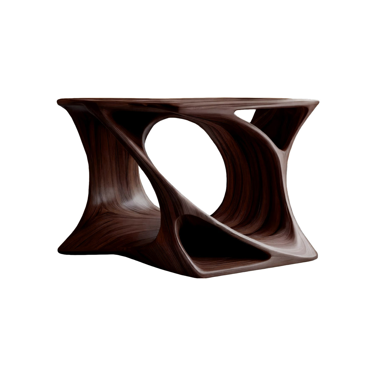 Torsona Twisted Hollow Solid Wood Record Player Stand Dark Walnut - Timberustic Record Player Stand With Storage