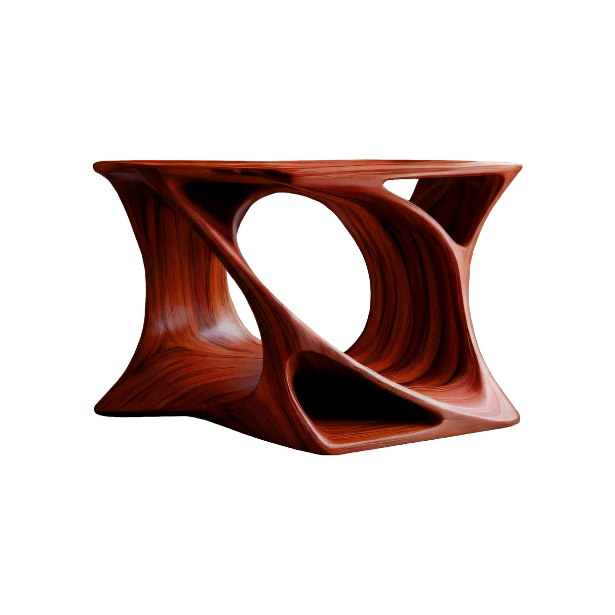 Torsona Twisted Hollow Solid Wood Record Player Stand Mahogany - Timberustic Record Player Stand With Storage