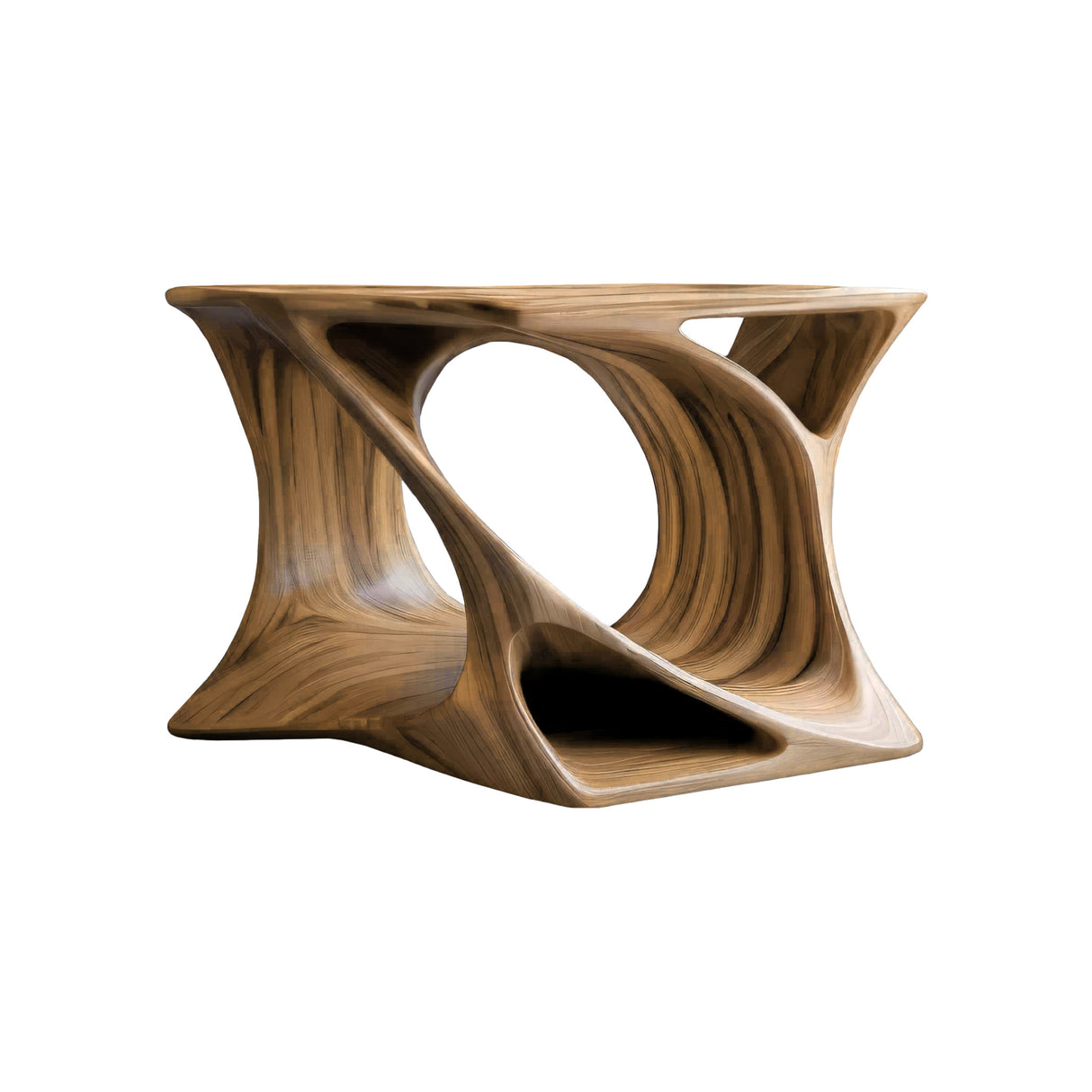 Torsona Twisted Hollow Solid Wood Record Player Stand Natural Oak - Timberustic Record Player Stand With Storage