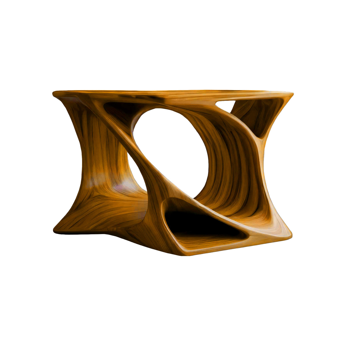 Torsona Twisted Hollow Solid Wood Record Player Stand Teak - Timberustic Record Player Stand With Storage